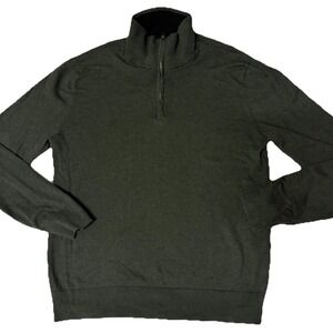 Banana Republic Sweater 1/4 Zip Cashmere Blend Green Soft Preppy Office Mens M